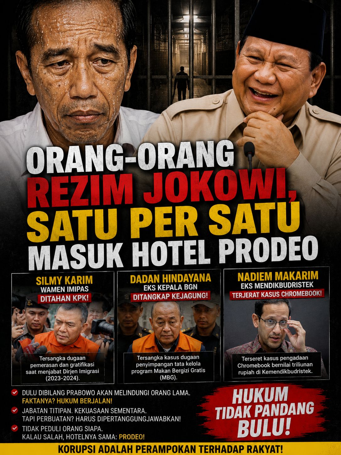 Orang-orang Rezim Jokowi, Satu per Satu Masuk Hotel Prodeo